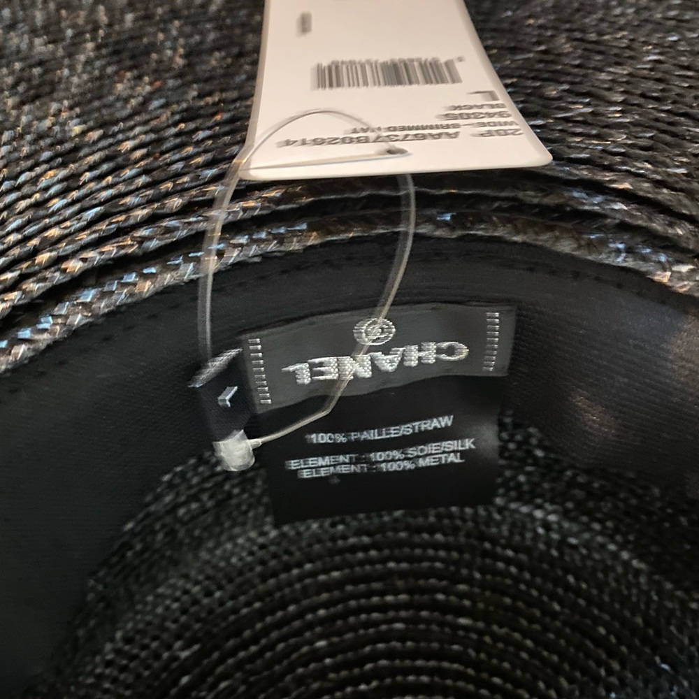 Chanel 2020 straw wide brim hat black NWT - Picture 5 of 13